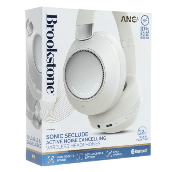 Brookstone Sonic Seclude White Wireless Headphones